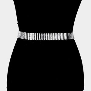 Silver Gorgeous Rhinestone Pave Statement Belt